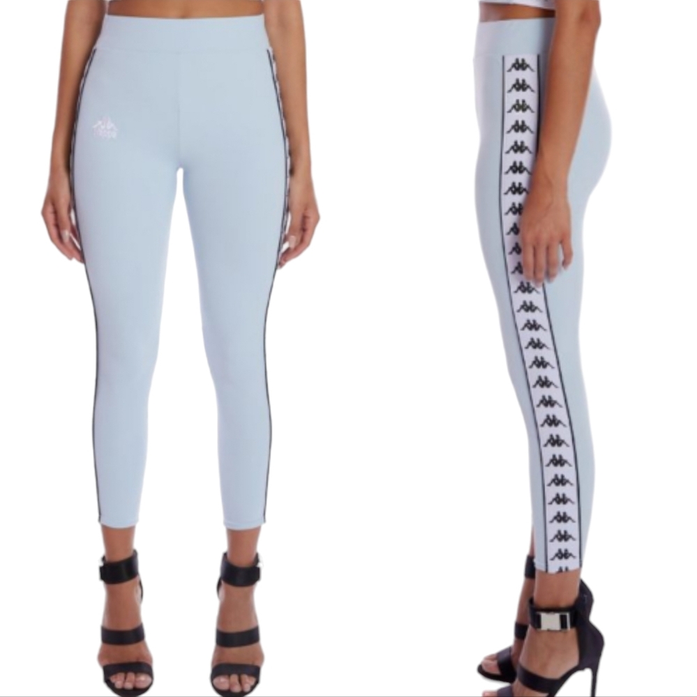 KAPPA Womens Leggings 222 Banda Anen Blue White Size Medium